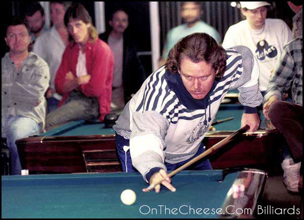 Pistol Pete Horne hitting a few balls around one evening at Carolina Billiards in Garner, NC back when Mike Cone still owned it in the late 80s